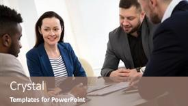  Presentation with ethnic group - Presentation design consisting of group-of-multi-ethnic-business background and a coral colored foreground