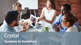  Presentation with multi ethnic group - Slide deck enhanced with group of multi-ethnic business background and a seafoam green colored foreground