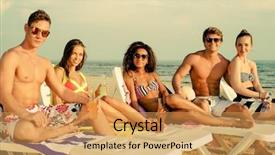  Presentation with multi ethnic group - PPT theme consisting of scenery thailand sea and island background and a gray colored foreground