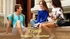  Presentation with university building - Cool new slide deck with group of multi ethnic students near university building entrance backdrop and a red colored foreground