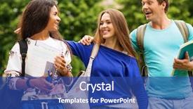  Presentation with multi ethnic group - Beautiful PPT theme featuring group of multi ethnic students backdrop and a ocean colored foreground