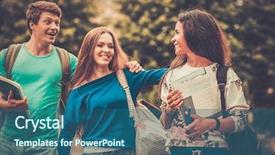  Presentation with multi ethnic group - Cool new presentation design with group of multi ethnic students backdrop and a  colored foreground