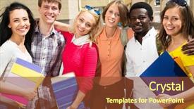  Presentation with multi ethnic group - Amazing presentation design having group of multi-ethnic students backdrop and a tawny brown colored foreground