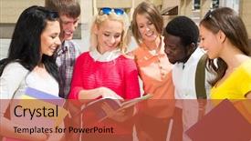  Presentation with multi ethnic group - PPT layouts having group of multi-ethnic students background and a  colored foreground