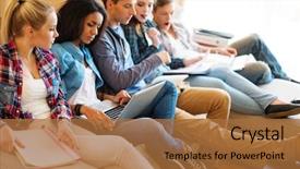  Presentation with multi ethnic group - Beautiful theme featuring group of multi ethnic young backdrop and a  colored foreground