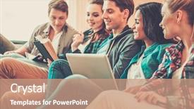  Presentation with multi ethnic group - Slide set enhanced with group of multi ethnic young background and a coral colored foreground