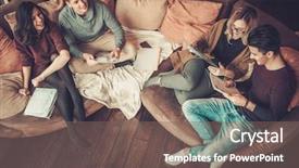  Presentation with ethnic group - Presentation with group of multi ethnic young background and a violet colored foreground