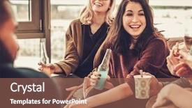  Presentation with ethnic group - Theme featuring group of multi ethnic young background and a coral colored foreground