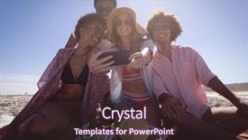  Presentation with tourism selfie - Cool new presentation with group of multi ethnic backdrop and a tawny brown colored foreground