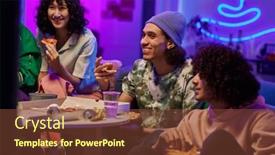  Presentation with adolescent girls - Presentation featuring group-of-multicultural-adolescent-guys background and a tawny brown colored foreground