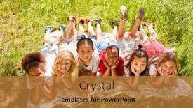  Presentation with multicultural - Audience pleasing presentation consisting of group-of-multicultural-kids-lies backdrop and a gold colored foreground