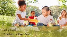  Presentation with multicultural kids - Presentation theme consisting of group of multicultural kids is background and a yellow colored foreground