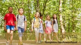  Presentation with multicultural kids - Beautiful presentation theme featuring group-of-multicultural-kids backdrop and a gold colored foreground