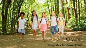  Presentation with multicultural kids - Theme consisting of group-of-multicultural-kids background and a gold colored foreground