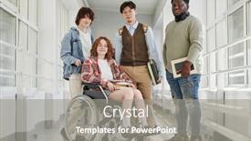  Presentation with standing sitting - Slides having group-of-multicultural-teenage-students background and a gray colored foreground