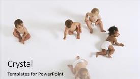  Presentation with babies - Theme consisting of baby nappies - group of multiethnic babies isolated background and a white colored foreground