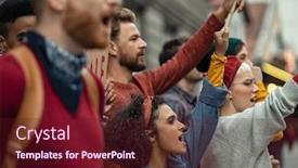  Presentation with climate change - Audience pleasing presentation design consisting of group-of-multiethnic-people-protesting backdrop and a tawny brown colored foreground