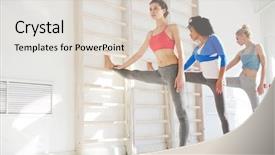  Presentation with stretching - Amazing presentation theme having group of multiethnic slim women backdrop and a  colored foreground