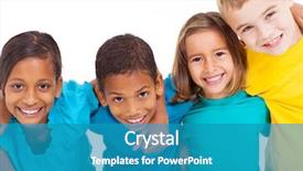  Presentation with studio - Amazing slide deck having group of multiracial kids portrait backdrop and a teal colored foreground