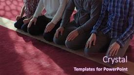  Presentation with muslim - Cool new slide deck with group-of-muslim-people-praying backdrop and a tawny brown colored foreground