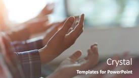  Presentation with praying hands - Slide set featuring group-of-muslim-people-praying background and a gray colored foreground