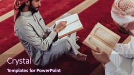  Presentation with quran - Presentation consisting of group-of-muslims-reading background and a wine colored foreground