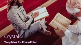  Presentation with quran - Presentation featuring group-of-muslims-reading background and a  colored foreground