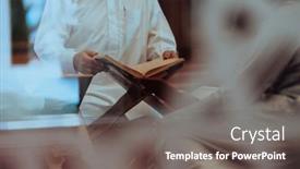  Presentation with quran - PPT theme featuring group-of-muslims-reading background and a  colored foreground