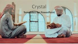  Presentation with quran - Presentation theme enhanced with group-of-muslims-reading background and a light gray colored foreground