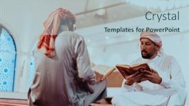  Presentation with quran - PPT theme enhanced with group-of-muslims-reading background and a lemonade colored foreground