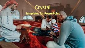  Presentation with quran - Slide set featuring group-of-muslims-reading background and a tawny brown colored foreground