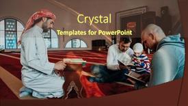  Presentation with quran - Slide set with group-of-muslims-reading background and a tawny brown colored foreground