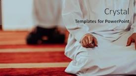  Presentation with ramadan - Slide set enhanced with group-of-muslims background and a light gray colored foreground