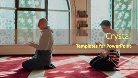  Presentation with ramadan - Presentation theme featuring group-of-muslims background and a violet colored foreground