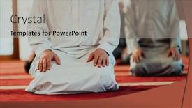  Presentation with ramadan - PPT theme having group-of-muslims background and a light gray colored foreground