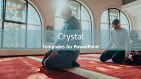  Presentation with ramadan - Presentation design featuring group-of-muslims background and a seafoam green colored foreground