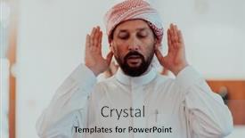  Presentation with ramadan - Slide deck having group-of-muslims background and a light gray colored foreground