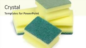  Presentation with dishwashing - Presentation enhanced with group of new dishwashing sponges background and a blonde colored foreground