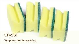  Presentation with dishwashing - Beautiful presentation featuring group of new dishwashing sponges backdrop and a cream colored foreground