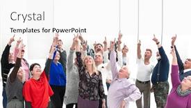  Presentation with show - Amazing slide set having group-of-not-young-people backdrop and a white colored foreground