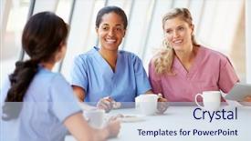  Presentation with canteen - Beautiful theme featuring group of nurses chatting backdrop and a sky blue colored foreground
