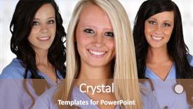  Presentation with hospital - Slides having group of nurses in hospital background and a  colored foreground