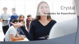  Presentation with employees - Slides enhanced with group-of-office-employees background and a  colored foreground