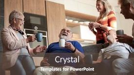  Presentation with tea - Colorful presentation theme enhanced with group-of-old-friends-celebrating backdrop and a violet colored foreground