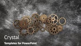  Presentation with gears - PPT theme enhanced with group-of-old-gears background and a dark gray colored foreground