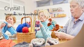 Presentation with handicraft - Amazing presentation theme having group-of-old-women-crocheting backdrop and a lemonade colored foreground