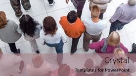  Presentation with people - PPT layouts with group-of-older-people-looking background and a coral colored foreground