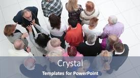  Presentation with group - Slide set featuring group-of-older-people-looking background and a  colored foreground