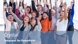  Presentation with people - Presentation consisting of group-of-older-people-raised background and a teal colored foreground