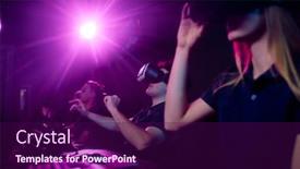  Presentation with virtual reality - Colorful theme enhanced with group-of-online-gamers backdrop and a violet colored foreground
